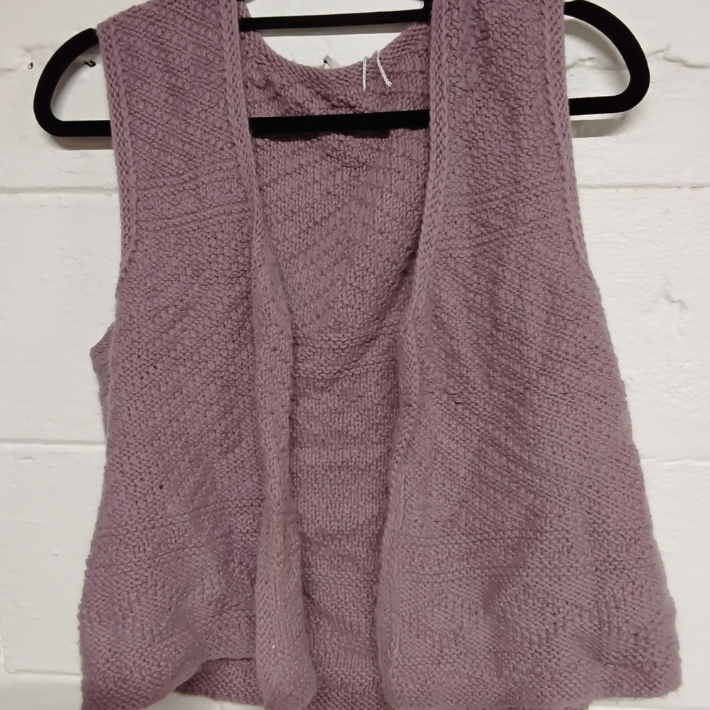 Purple Knit Sleeveless Cardigan